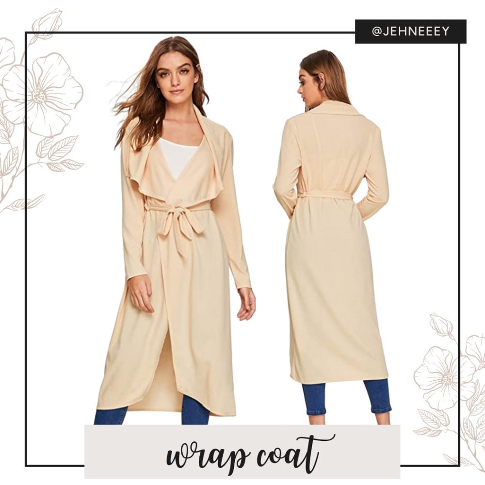 NEW Beige Long Sleeve Wrap Trench Pea Coat